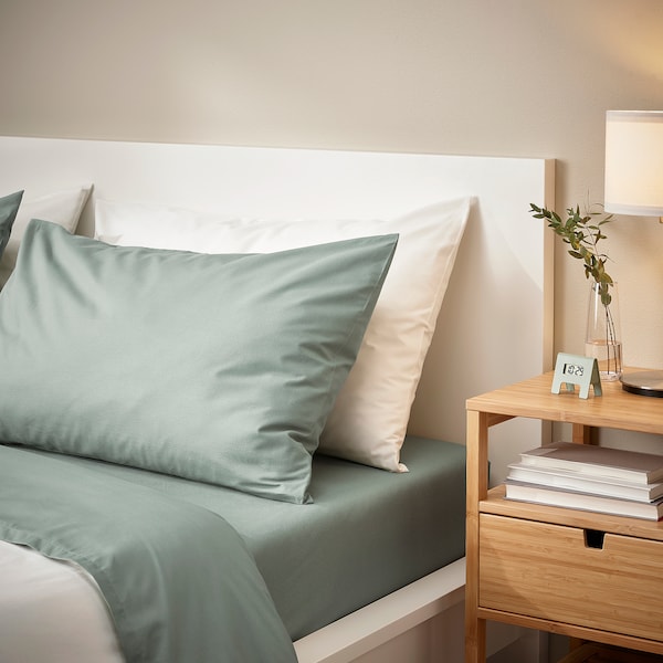 IKEA DVALA sheet set, Queen Gray / Green, Ikea Ireland | 7618XQKFJ