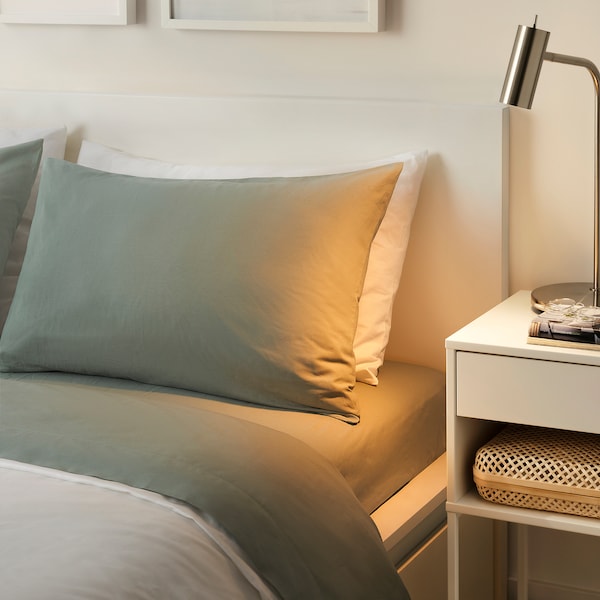 IKEA DVALA sheet set, Queen Gray / Green, Ikea Ireland | 7895GPBAC