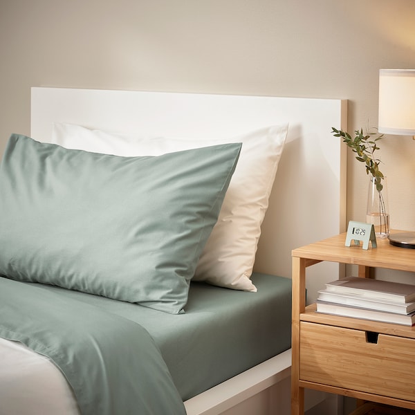 IKEA DVALA sheet set, Twin Gray / Green, Ikea Ireland | 4965EDNZC