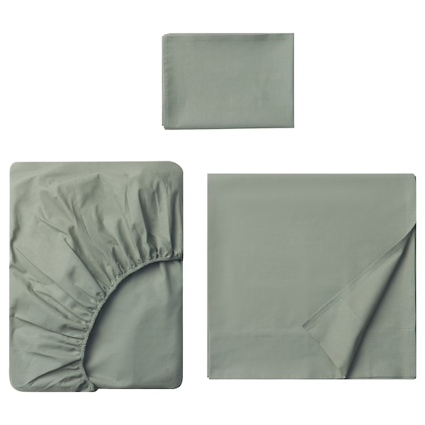 IKEA DVALA sheet set, Twin Gray / Green, Ikea Ireland | 5781DOUPT