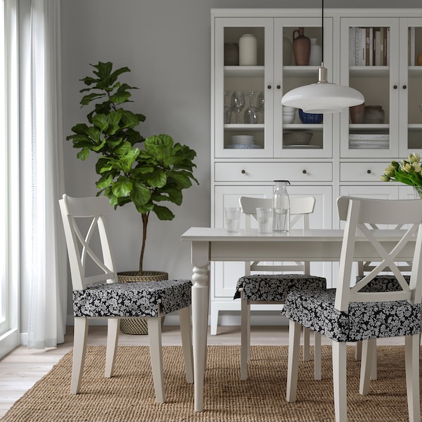 IKEA DVÄRGDUNÖRT chair pad, gray/white, 17/14x17x1 5/8 in, Ikea Ireland | 8219VMHKA