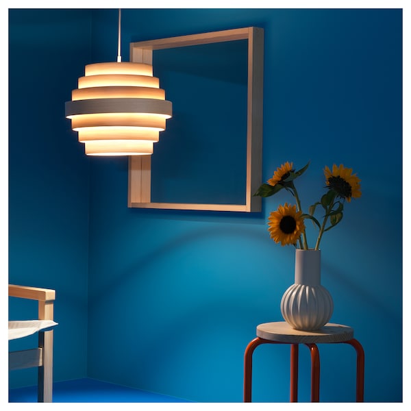 IKEA DYKARKLOCKA pendant lamp shade, white stained oak veneer, 16 in, Ikea Ireland | 3406WOXLG