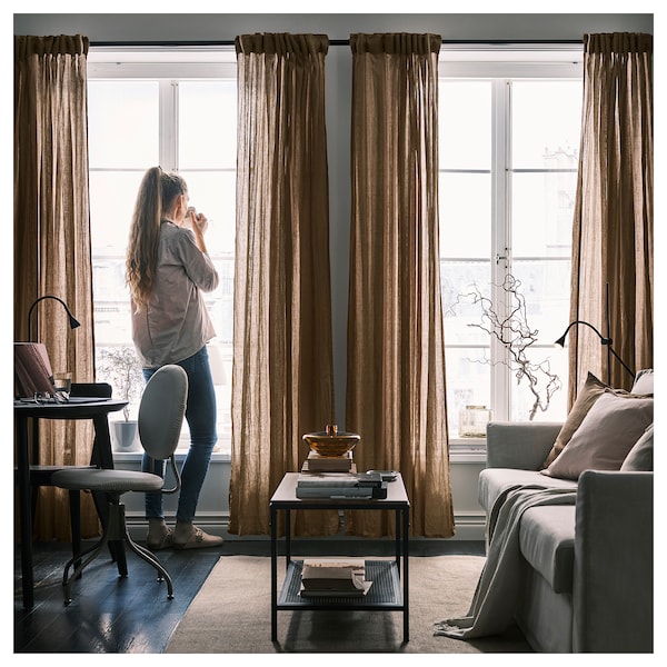 IKEA DYTÅG curtains, 1 pair, 57x98 in Dark Beige, Ikea Ireland | 3714XNZIJ
