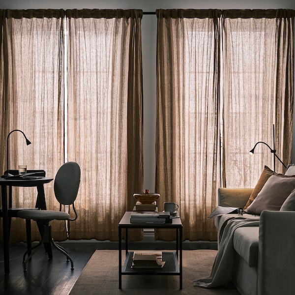 IKEA DYTÅG curtains, 1 pair, 57x98 in Dark Beige, Ikea Ireland | 3714XNZIJ