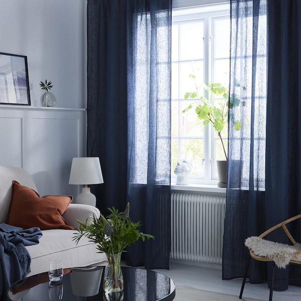IKEA DYTÅG curtains, 1 pair, 57x98 in Dark Blue, Ikea Ireland | 6147URBXQ
