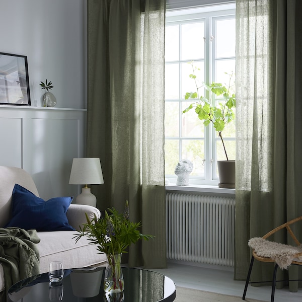 IKEA DYTÅG curtains, 1 pair, 57x98 in Gray / Green, Ikea Ireland | 6830YOSJZ