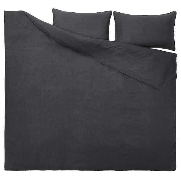 IKEA DYTÅG duvet cover and pillowcase(s), Full/Queen (Double/Queen) Dark Gray, Ikea Ireland | 6241NKYLF