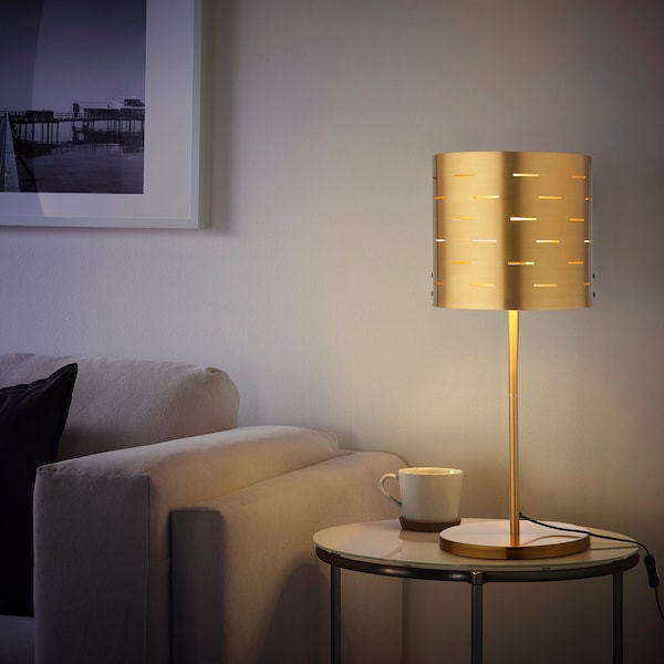 IKEA EBBEMÅLA table lamp with LED bulb, brass color, 25 in, Ikea Ireland | 8307KCTFJ