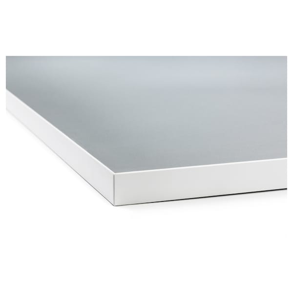 IKEA EKBACKEN Countertop, double-sided, with white edge light gray light gray/white, laminate white, 98x1 1/8 in, Ikea Ireland | 6934CXSTD