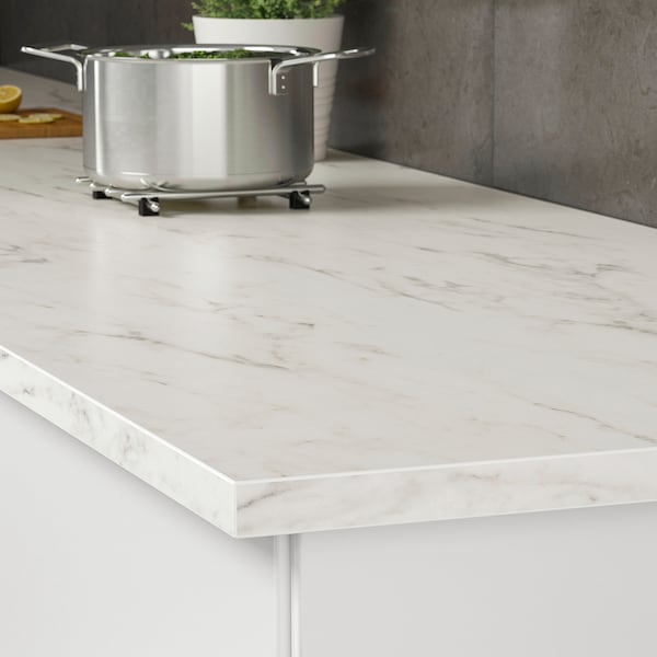 IKEA EKBACKEN Countertop, laminate, 98x1 1/8 in White Marble Effect, Ikea Ireland | 8723JWCKF