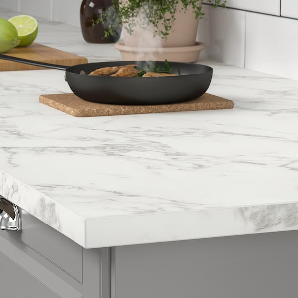 IKEA EKBACKEN countertop for kitchen island, 74x42x1 1/8 in White Lively Marble Effect / Laminate, Ikea Ireland | 2604PXYLN