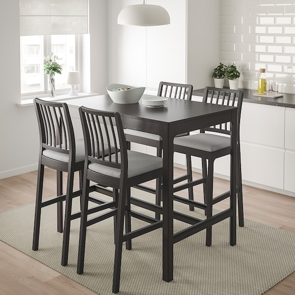 IKEA EKEDALEN Bar stool with backrest, dark brown, Orrsta light gray, Width: 17 3/4 in. Order here!, Ikea Ireland | 6182PRAIV