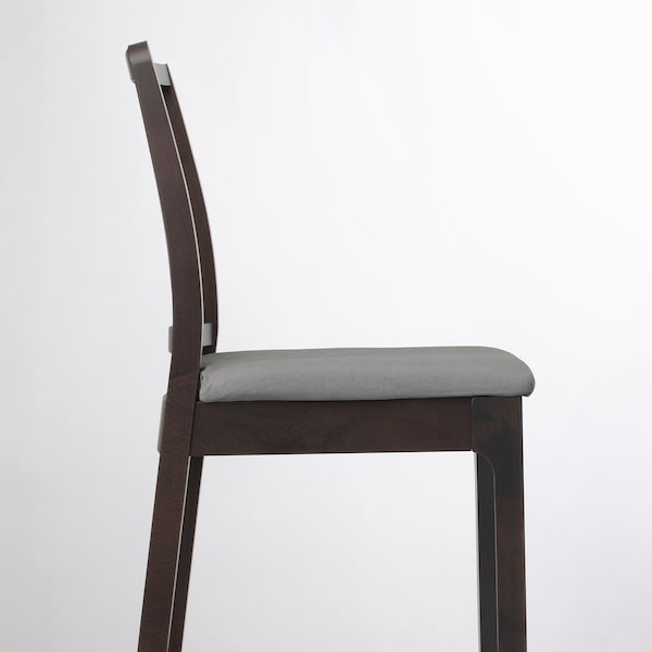 IKEA EKEDALEN Bar stool with backrest, dark brown, Orrsta light gray, Width: 17 3/4 in. Order here!, Ikea Ireland | 6182PRAIV