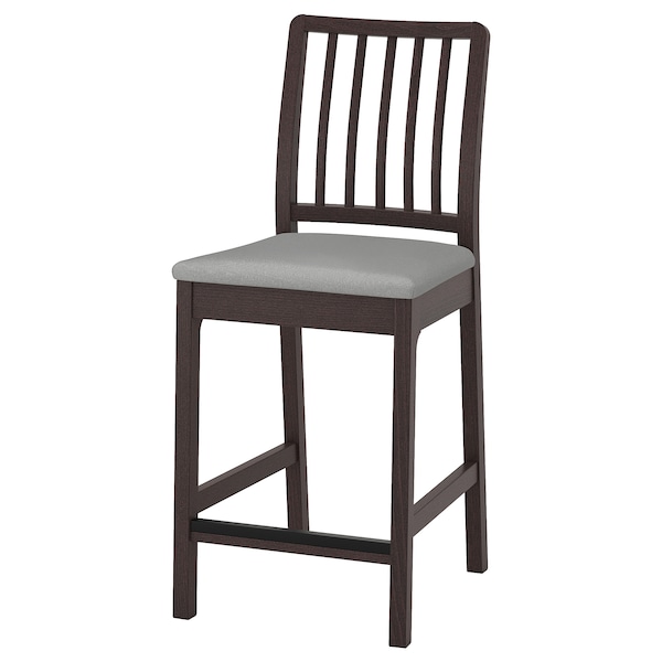 IKEA EKEDALEN bar stool with backrest, dark brown/Orrsta light gray, 24 3/8 in, Ikea Ireland | 9847WNCFU