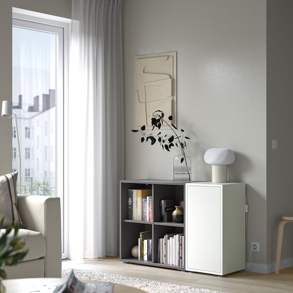 IKEA EKET storage combination with feet, 41 3/8x13 3/4x28 3/8 in White / Dark Gray, Ikea Ireland | 8324XUMVS