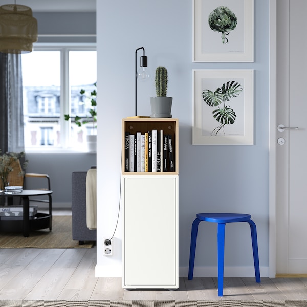 IKEA EKET storage combination with feet, 13 3/4x13 3/4x42 1/8 in White / White Stained Oak Effect, Ikea Ireland | 9483CAISG