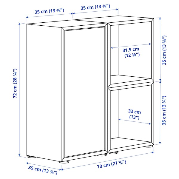 IKEA EKET storage combination with feet, 27 1/2x13 3/4x28 3/8 in White / Stained Oak Effect Light Gray / Blue, Ikea Ireland | 6382GUIEX