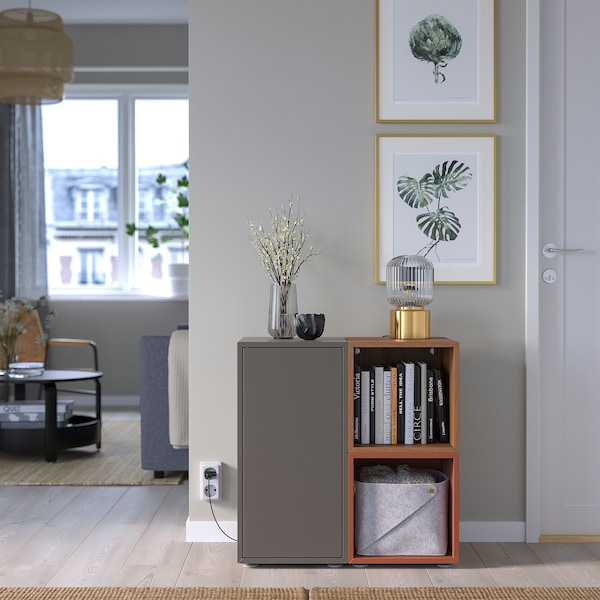 IKEA EKET storage combination with feet, 27 1/2x13 3/4x28 3/8 in Dark Gray / Walnut Effect Red / Brown, Ikea Ireland | 1864LKAQJ