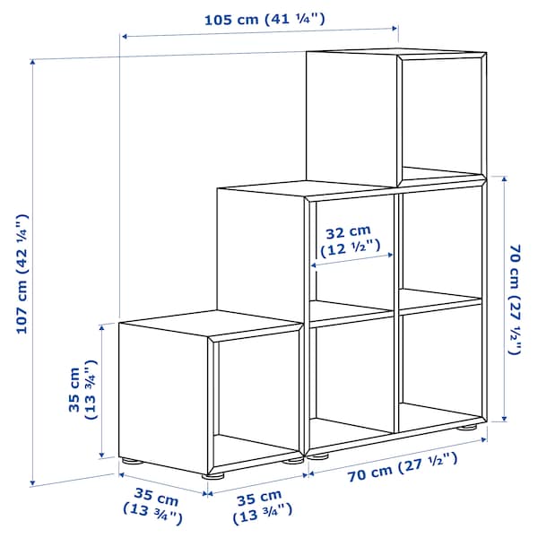 IKEA EKET storage combination with feet, 41 3/8x13 3/4x42 1/8 in White / White Stained Oak Effect Light Gray / Blue, Ikea Ireland | 2475AEKPY