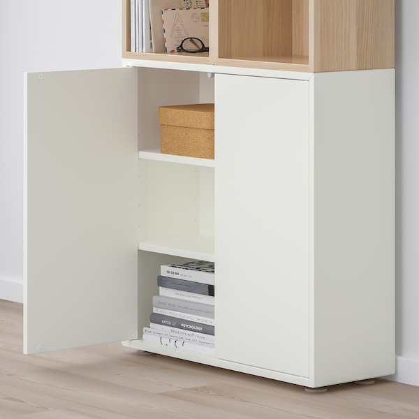 IKEA EKET storage combination with feet, 27 1/2x13 3/4x42 1/8 in White / White Stained Oak Effect, Ikea Ireland | 1832AGRND