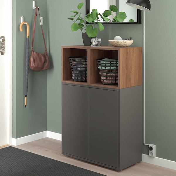 IKEA EKET storage combination with feet, 27 1/2x13 3/4x42 1/8 in Dark Gray / Walnut Effect, Ikea Ireland | 0829UTDOM