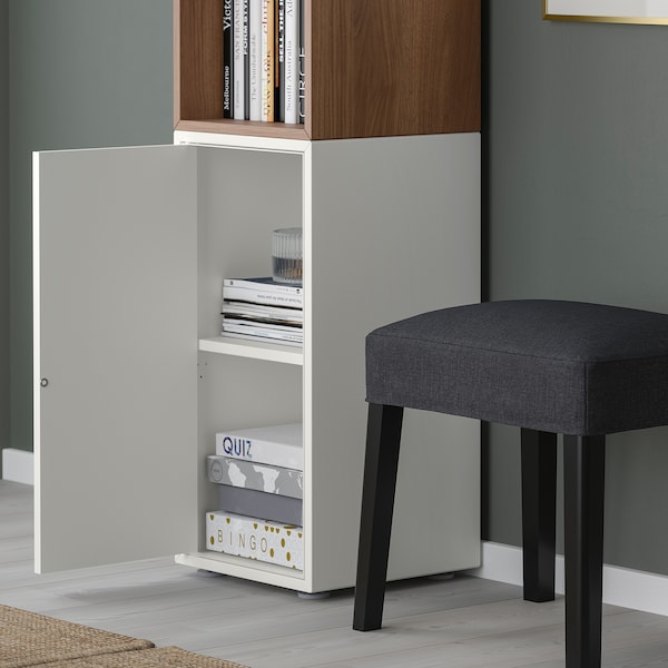 IKEA EKET storage combination with feet, 13 3/4x13 3/4x42 1/8 in White / Walnut Effect, Ikea Ireland | 0674MJUGX
