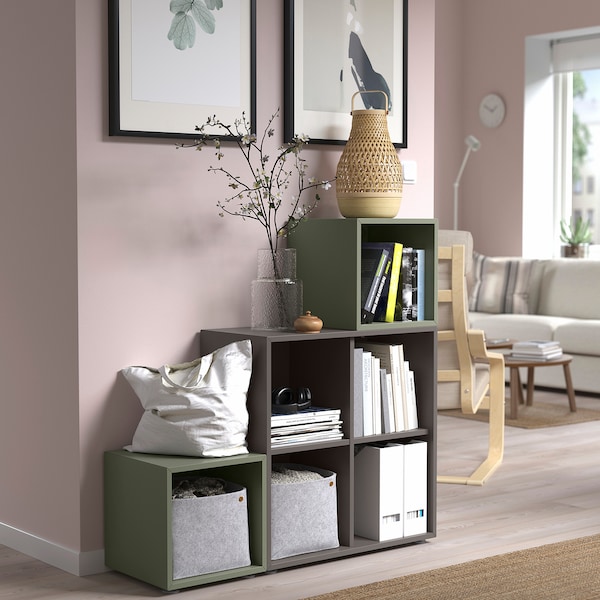 IKEA EKET storage combination with feet, 41 3/8x13 3/4x42 1/8 in Dark Gray / Gray / Green, Ikea Ireland | 2978REIYL