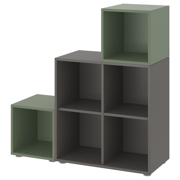 IKEA EKET storage combination with feet, 41 3/8x13 3/4x42 1/8 in Dark Gray / Gray / Green, Ikea Ireland | 2978REIYL