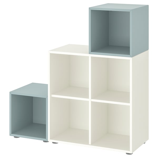 IKEA EKET storage combination with feet, 41 3/8x13 3/4x42 1/8 in White / Light Gray / Blue, Ikea Ireland | 8401TBFMZ