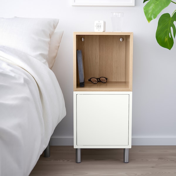 IKEA EKET storage combination with legs, 13 3/4x13 3/4x31 1/2 in White / White Stained Oak Effect, Ikea Ireland | 6308ACLBF