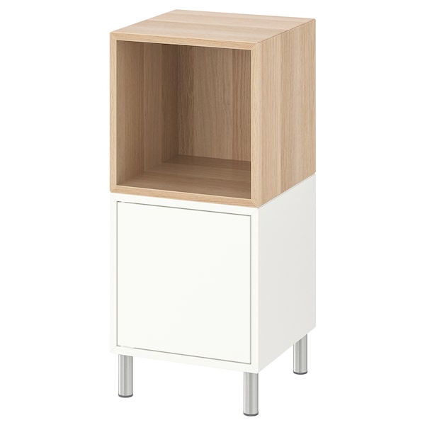 IKEA EKET storage combination with legs, 13 3/4x13 3/4x31 1/2 in White / White Stained Oak Effect, Ikea Ireland | 6308ACLBF