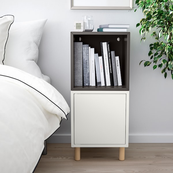 IKEA EKET storage combination with legs, 13 3/4x13 3/4x31 1/2 in White Dark Gray / Wood, Ikea Ireland | 3458KCQXZ