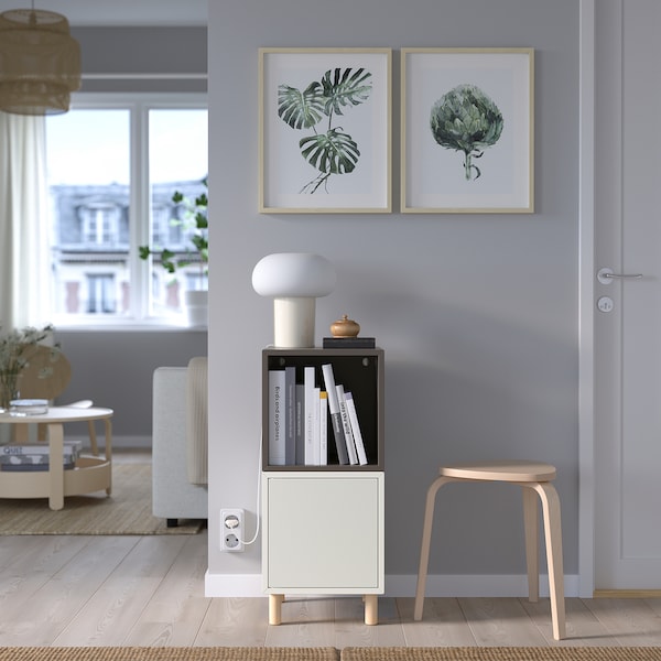 IKEA EKET storage combination with legs, 13 3/4x13 3/4x31 1/2 in White Dark Gray / Wood, Ikea Ireland | 3458KCQXZ