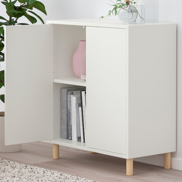 IKEA EKET storage combination with legs, 27 1/2x13 3/4x31 1/2 in White / Wood, Ikea Ireland | 9265GUYHP