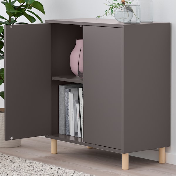 IKEA EKET storage combination with legs, 27 1/2x13 3/4x31 1/2 in Dark Gray / Wood, Ikea Ireland | 2574MDWST