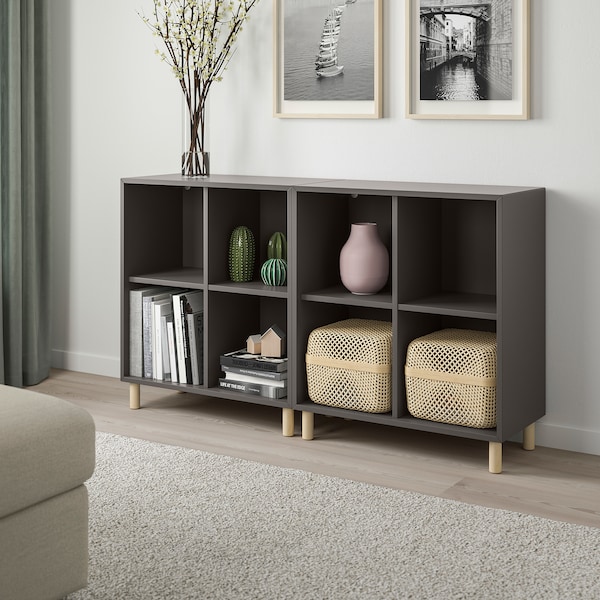 IKEA EKET storage combination with legs, 55 1/8x13 3/4x31 1/2 in Dark Gray / Wood, Ikea Ireland | 5470EPLGY