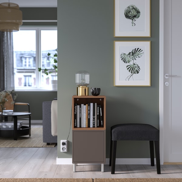 IKEA EKET storage combination with legs, 13 3/4x13 3/4x31 1/2 in Dark Gray / Walnut Effect, Ikea Ireland | 7215XACWJ