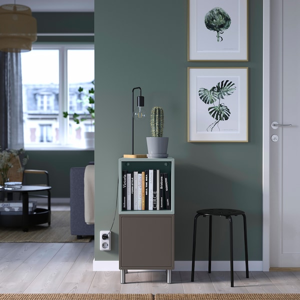 IKEA EKET storage combination with legs, 13 3/4x13 3/4x31 1/2 in Dark Gray Light Gray / Blue / Metal, Ikea Ireland | 4251KYXHI