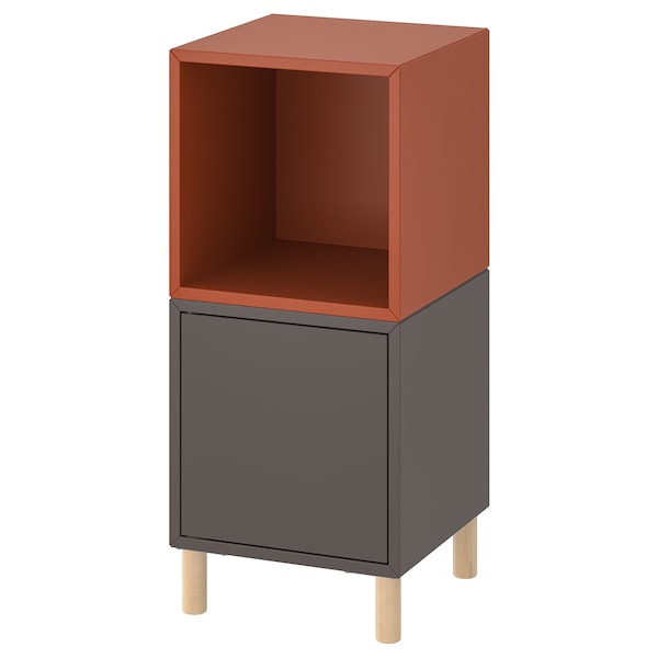 IKEA EKET storage combination with legs, 13 3/4x13 3/4x31 1/2 in Dark Gray Red / Brown / Wood, Ikea Ireland | 1539OMNHP