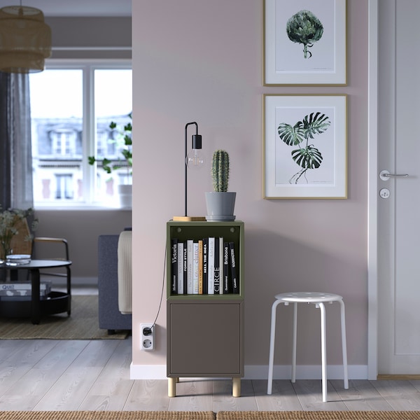 IKEA EKET storage combination with legs, 13 3/4x13 3/4x31 1/2 in Dark Gray Gray / Green / Wood, Ikea Ireland | 1423OUPQN