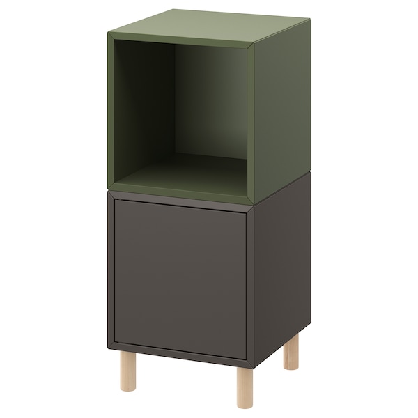 IKEA EKET storage combination with legs, 13 3/4x13 3/4x31 1/2 in Dark Gray Gray / Green / Wood, Ikea Ireland | 1423OUPQN