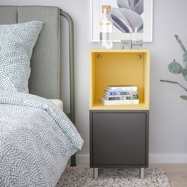 IKEA EKET storage combination with legs, 13 3/4x13 3/4x31 1/2 in Dark Gray Pale Yellow / Metal, Ikea Ireland | 0471IVODX