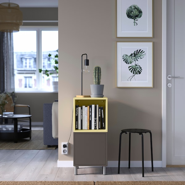 IKEA EKET storage combination with legs, 13 3/4x13 3/4x31 1/2 in Dark Gray Pale Yellow / Metal, Ikea Ireland | 0471IVODX