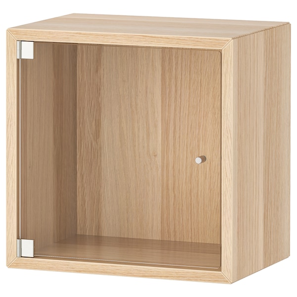 IKEA EKET wall cabinet with glass door, 13 3/4x9 7/8x13 3/4 in White Stained Oak Effect, Ikea Ireland | 6495FESIT