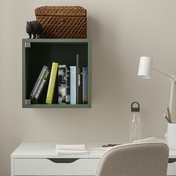 IKEA EKET wall cabinet with glass door, 13 3/4x13 3/4x13 3/4 in Gray / Green, Ikea Ireland | 1830CKLIV
