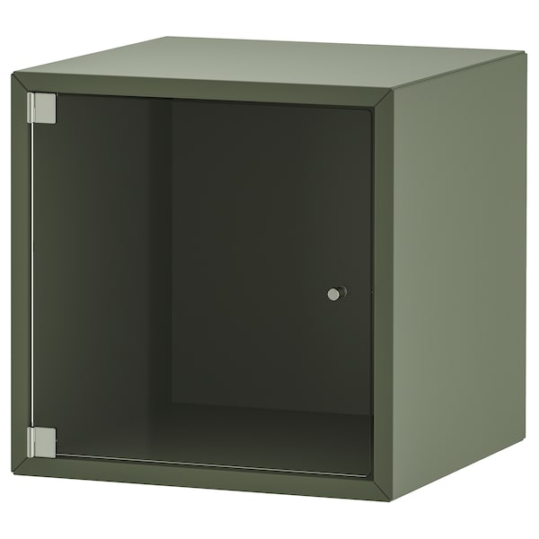 IKEA EKET wall cabinet with glass door, 13 3/4x13 3/4x13 3/4 in Gray / Green, Ikea Ireland | 1830CKLIV