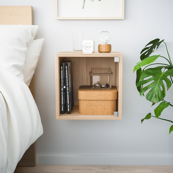 IKEA EKET wall cabinet with glass door, 13 3/4x13 3/4x13 3/4 in White Stained Oak Effect, Ikea Ireland | 7128YCPUZ