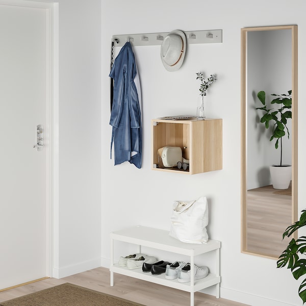 IKEA EKET wall cabinet with glass door, 13 3/4x13 3/4x13 3/4 in White Stained Oak Effect, Ikea Ireland | 7128YCPUZ