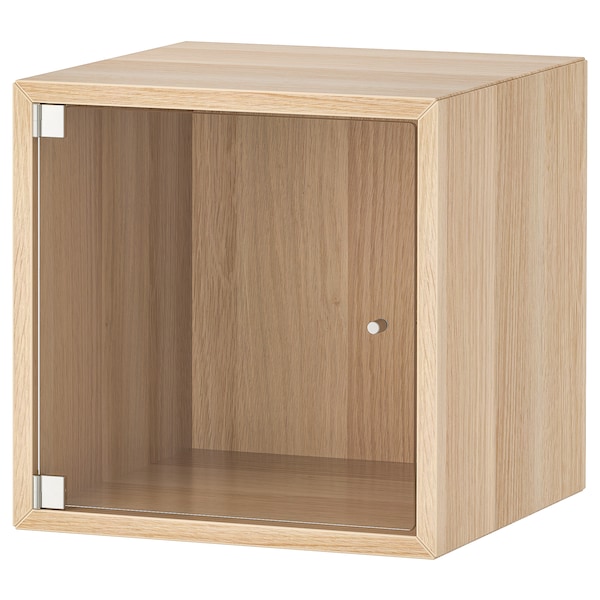IKEA EKET wall cabinet with glass door, 13 3/4x13 3/4x13 3/4 in White Stained Oak Effect, Ikea Ireland | 7128YCPUZ