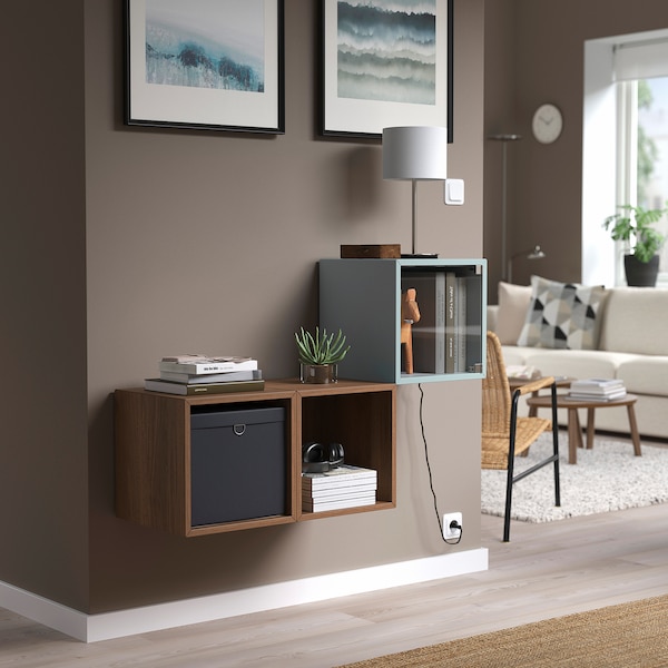 IKEA EKET wall cabinet with glass door, 13 3/4x13 3/4x13 3/4 in Light Gray / Blue, Ikea Ireland | 3187DKUQX